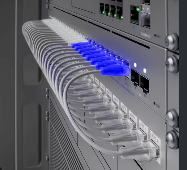Switch mit Netzwerkverkabelung