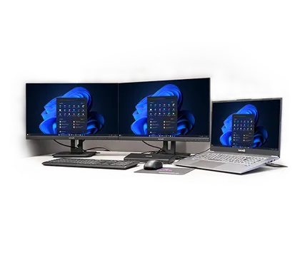 TERRA Arbeitsplatz mit Notebook und zwei Displays